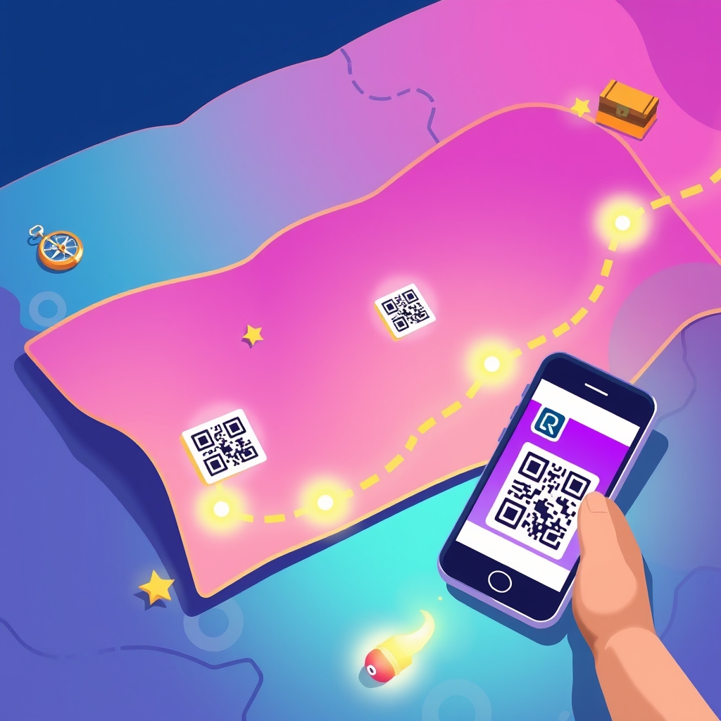 Приглашение-карта сокровищ с QR-кодами: квест на детский праздник начинается до его начала